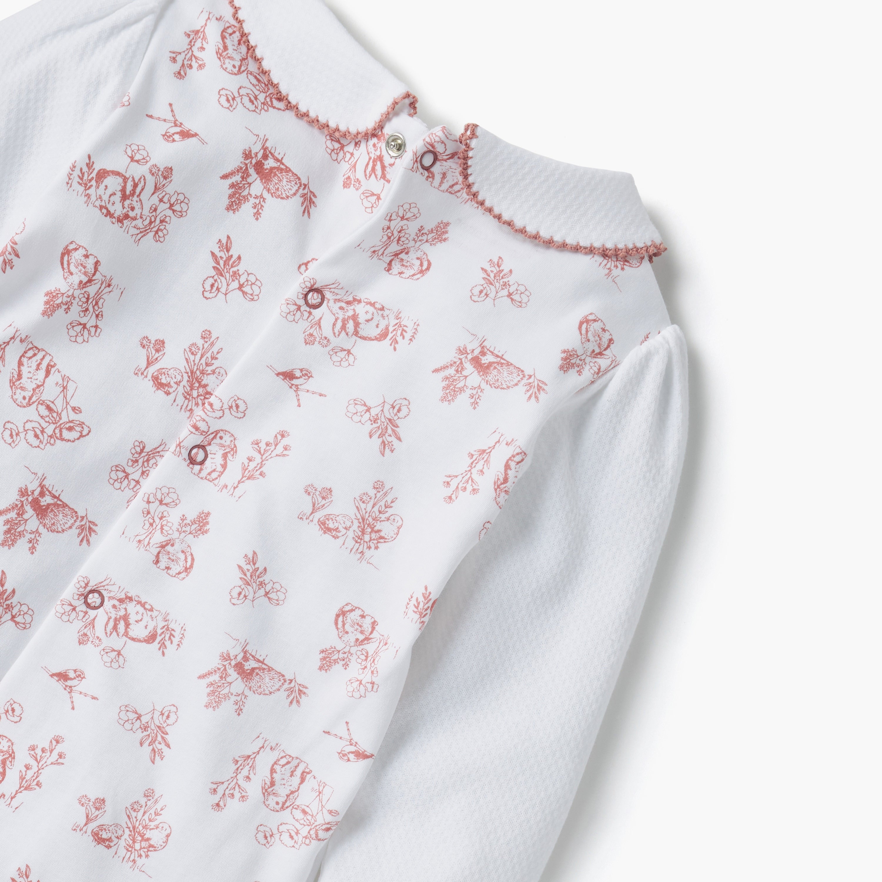 Giggles Animal Print Collared Neckline Closed Feet Sleepsuit with Button Closure