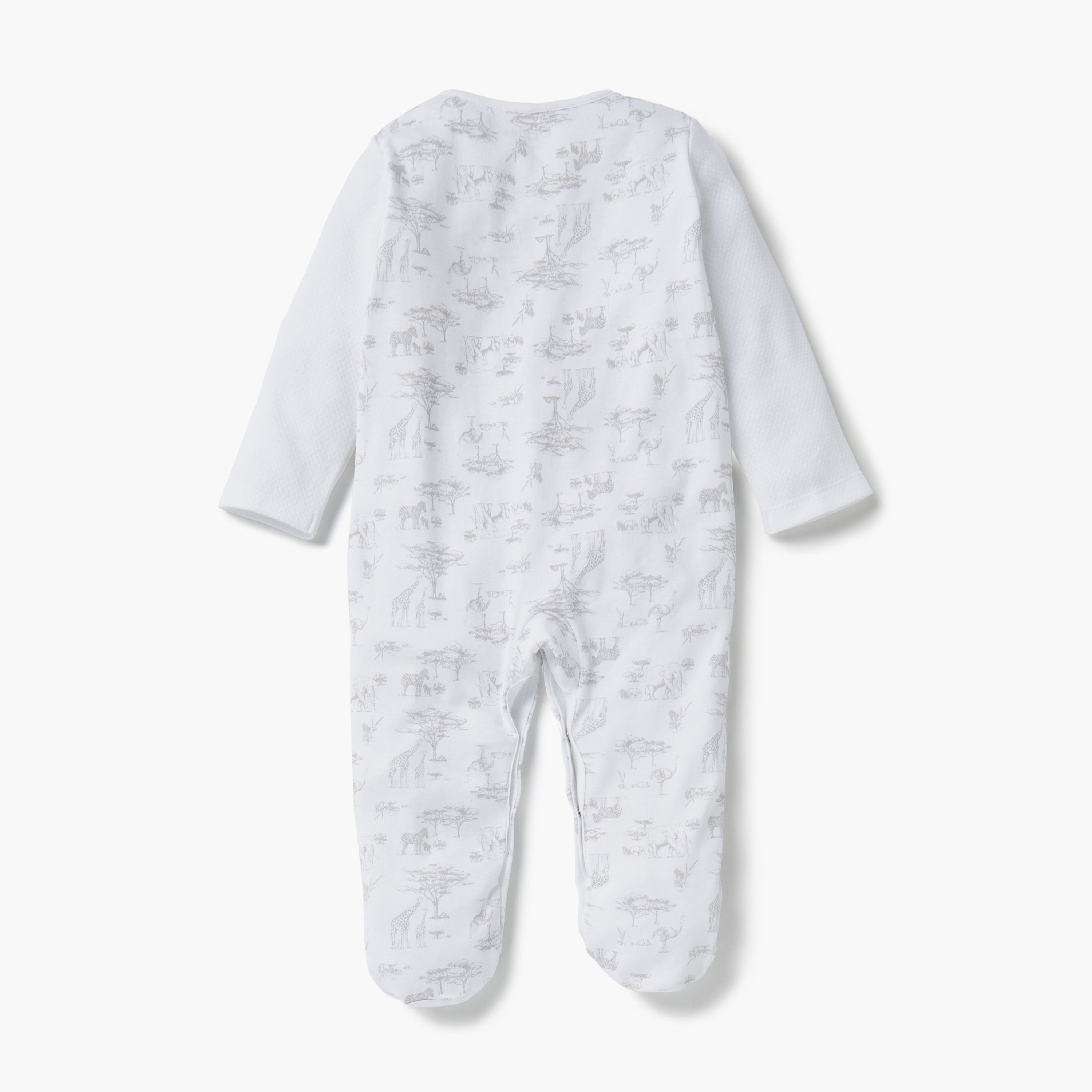 Giggles Animal Print Closed Feet Sleepsuit with Button Closure