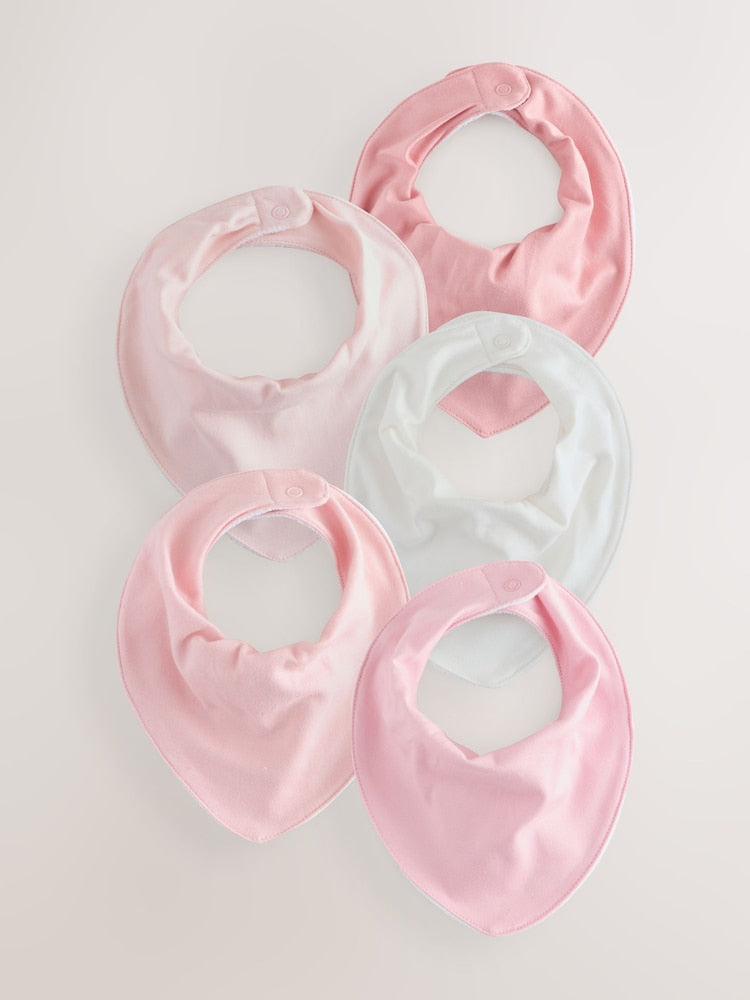Pink 5 Pack Baby Dribble Bibs - Up to 1 Month (50-56cm)