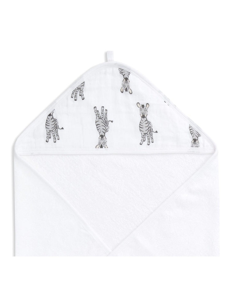 aden + anais White 100% Cotton Essentials Hooded Towel Safari Babes 2 Pack - Size One