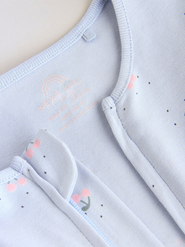 Pink/Blue Two Way Zip Baby Rompers 3 Pack (0mths-3yrs)