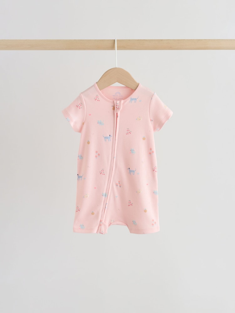 Pink/Blue Two Way Zip Baby Rompers 3 Pack (0mths-3yrs)