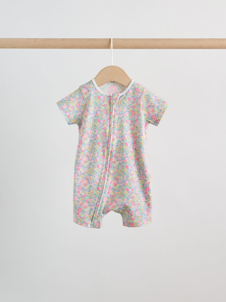 Pink/Yellow Two Way Zip Baby Rompers 3 Pack (0mths-3yrs)