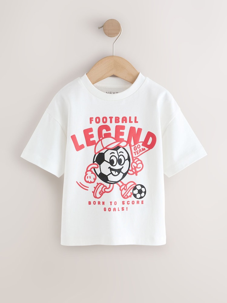 White Short Sleeve Football Slogan T-Shirt (3mths-7yrs)