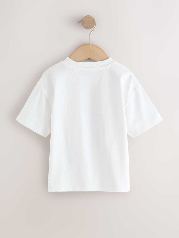 White Short Sleeve Football Slogan T-Shirt (3mths-7yrs)