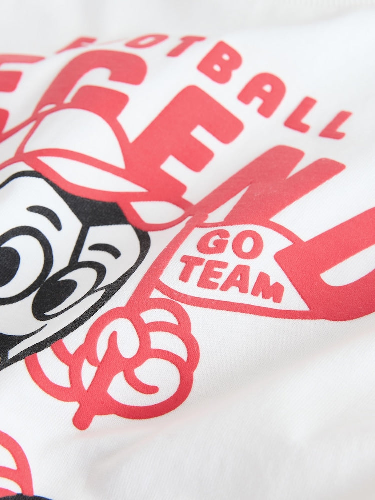 White Short Sleeve Football Slogan T-Shirt (3mths-7yrs)