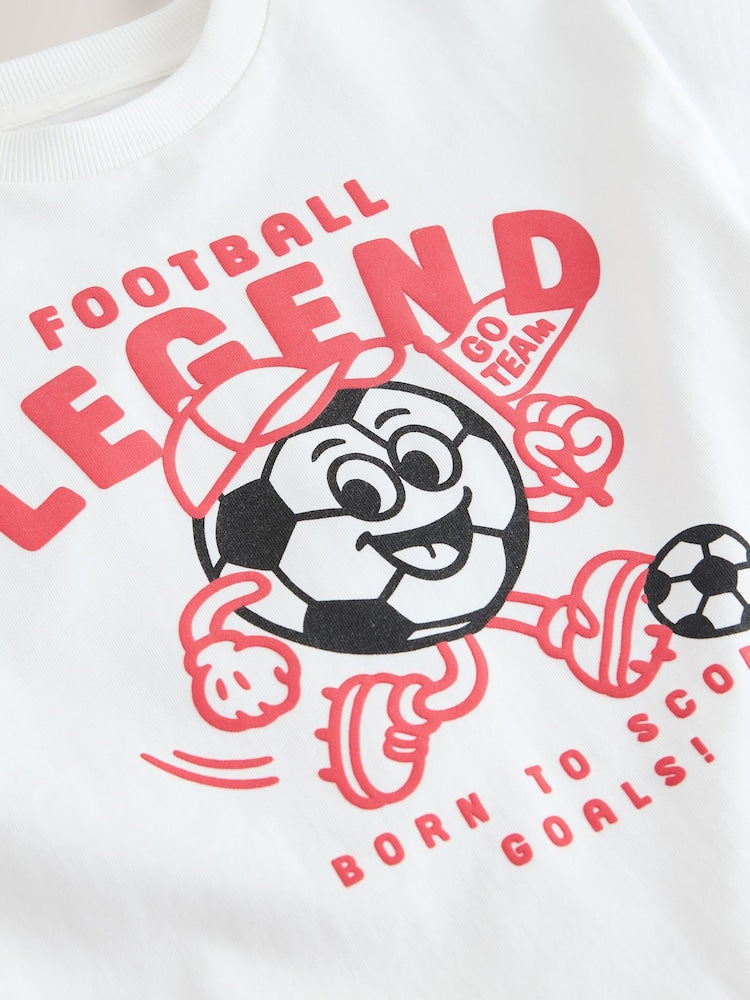 White Short Sleeve Football Slogan T-Shirt (3mths-7yrs)