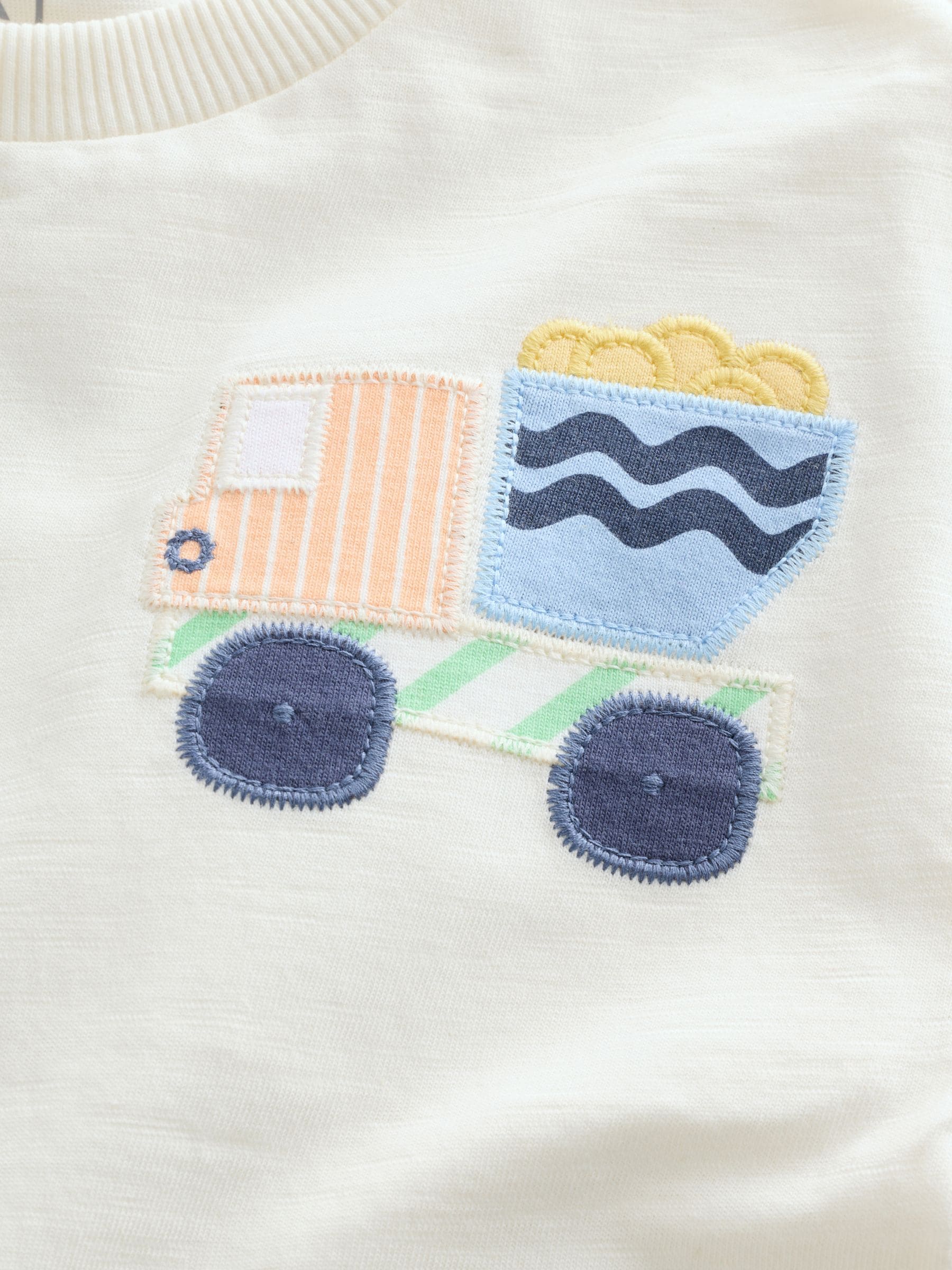 Neutral Digger Trio Short Sleeve Appliqué T-Shirt (3mths-7yrs) - Size 3-6 Months (62-68cm)