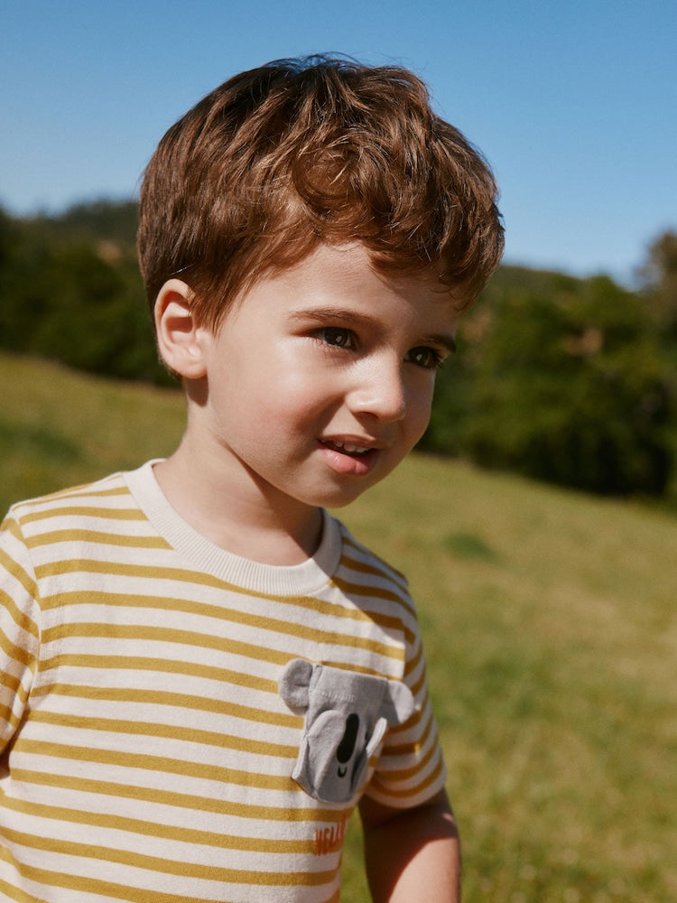 Yellow Stripe Koala Bear Short Sleeve Interactive T-Shirt (3mths-7yrs)