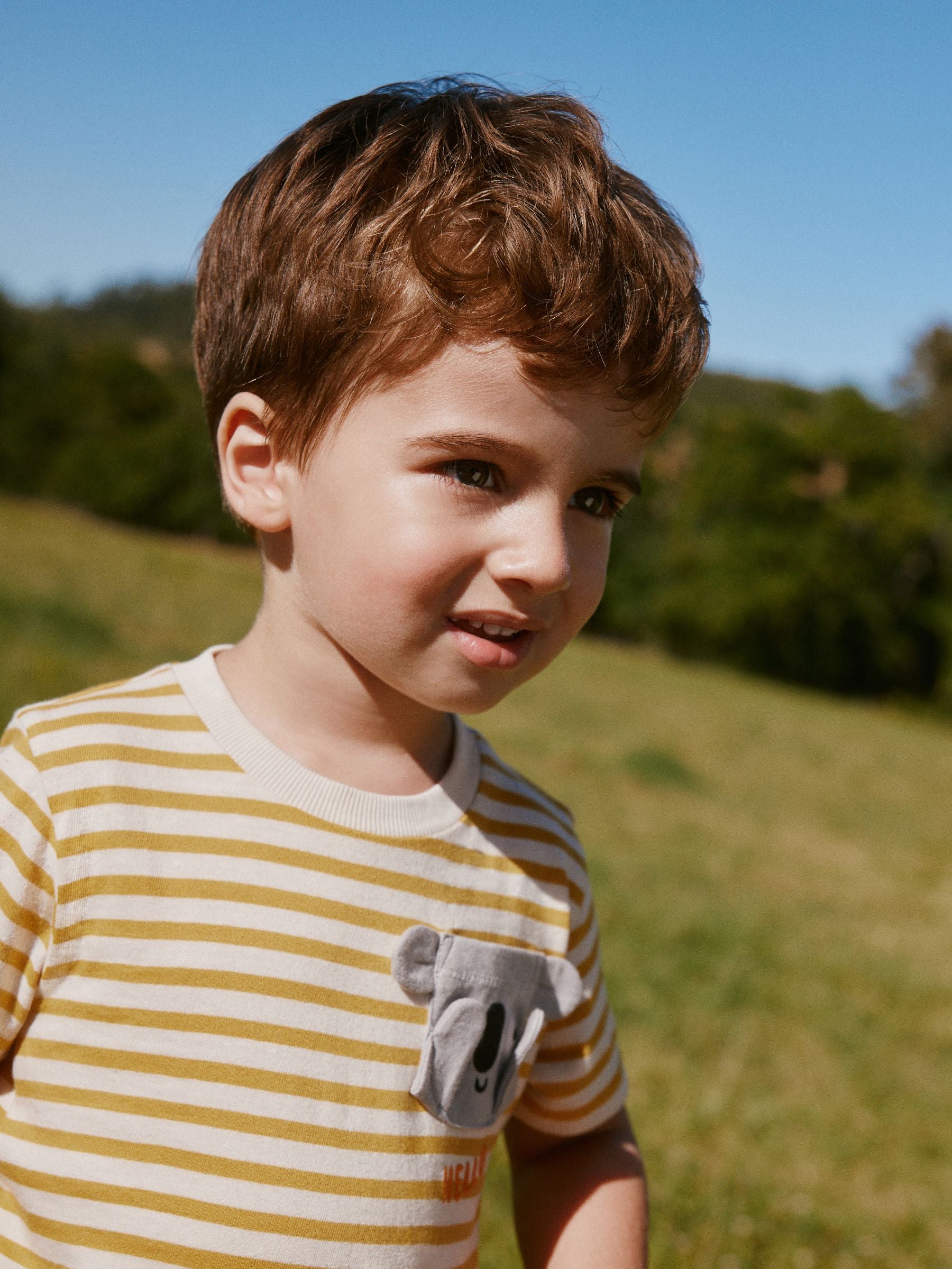 Yellow Stripe Koala Bear Short Sleeve Interactive T-Shirt (3mths-7yrs) - Size 3-6 Months (62-68cm)