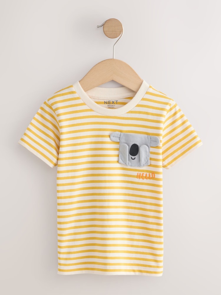 Yellow Stripe Koala Bear Short Sleeve Interactive T-Shirt (3mths-7yrs)