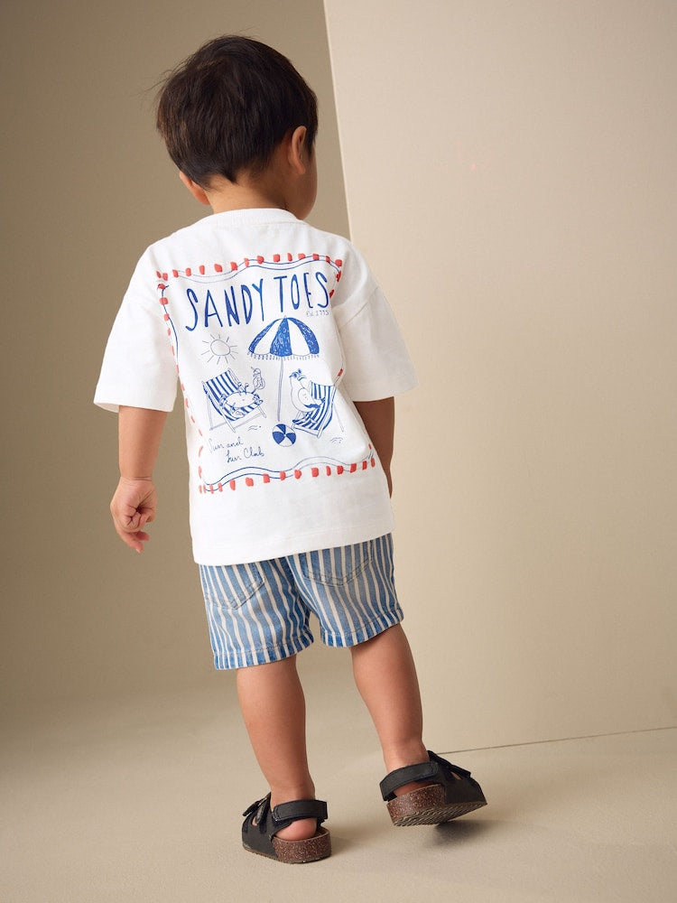 White Beach Short Sleeve Back Print T-Shirt (3mths-7yrs)