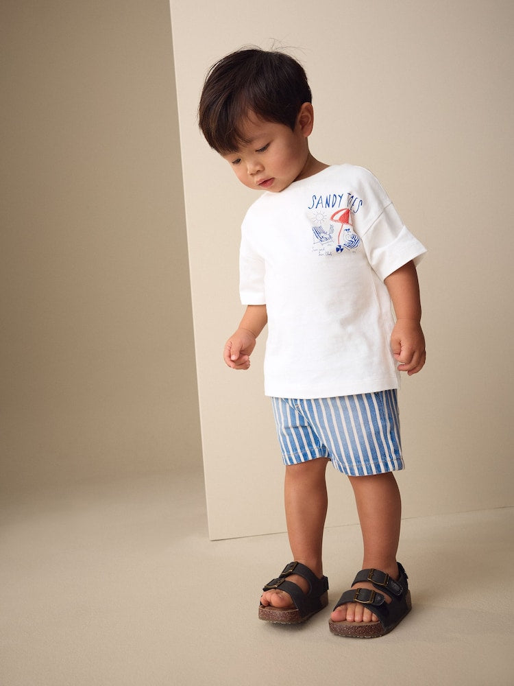 White Beach Short Sleeve Back Print T-Shirt (3mths-7yrs)