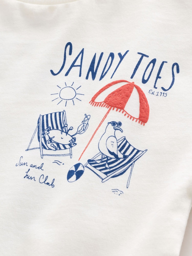 White Beach Short Sleeve Back Print T-Shirt (3mths-7yrs)