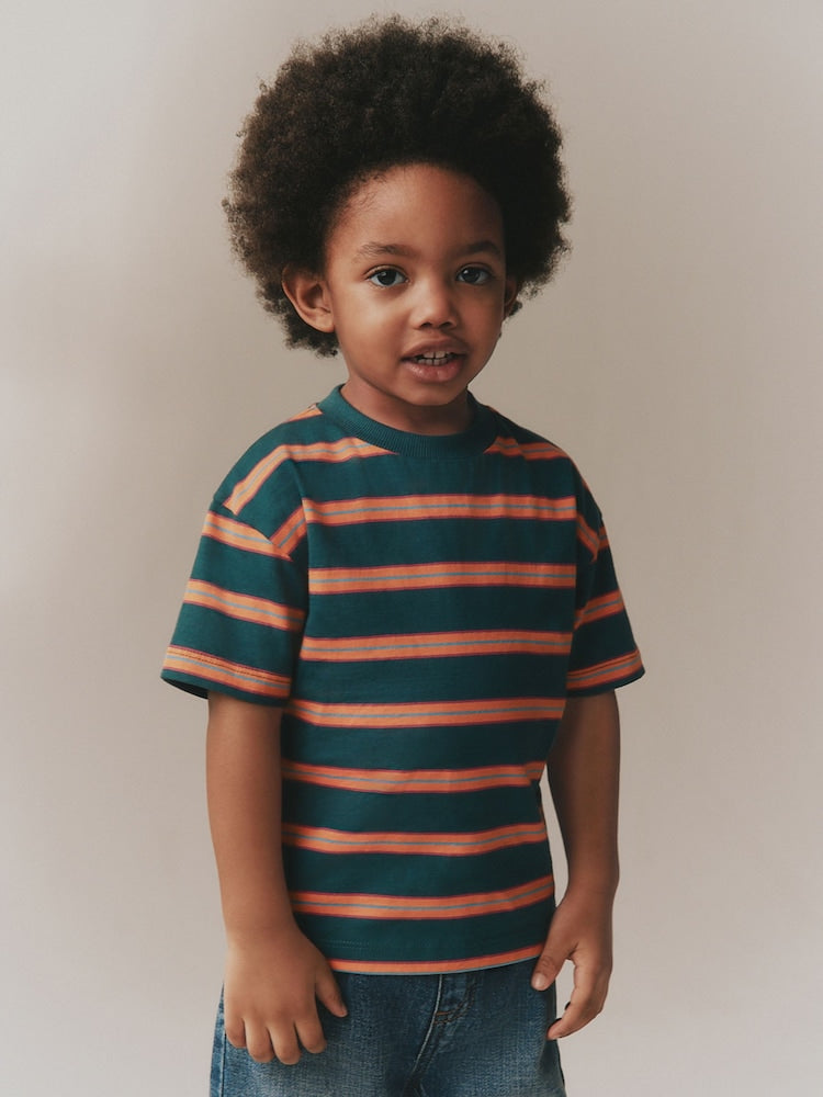 Green/Orange Short Sleeve Stripe T-Shirt (3mths-7yrs) (3mths-7yrs)