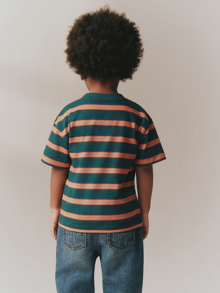 Green/Orange Short Sleeve Stripe T-Shirt (3mths-7yrs) (3mths-7yrs)