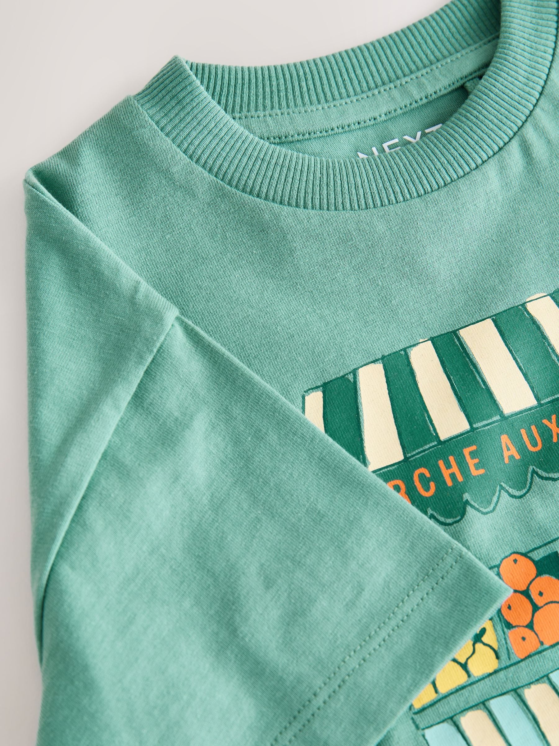 Blue/Green Fruit Stall Short Sleeve Appliqué T-Shirt (3mths-7yrs) - Size 3-6 Months (62-68cm)