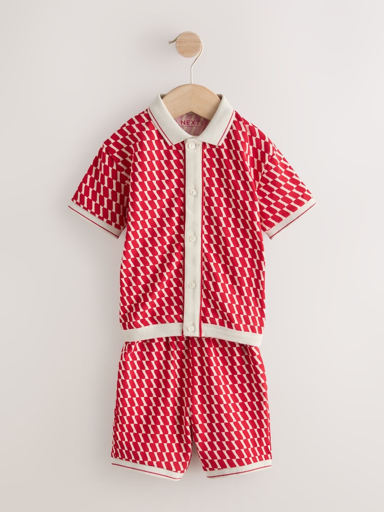 Red Check Short Sleeve Shirt and Shorts Set (3mths-7yrs)