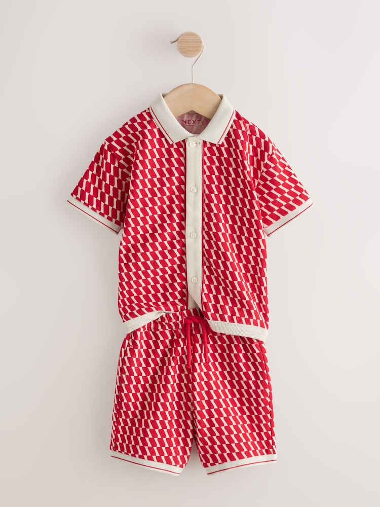 Red Check Short Sleeve Shirt and Shorts Set (3mths-7yrs)