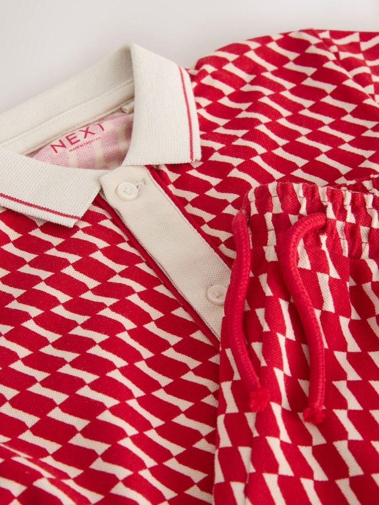 Red Check Short Sleeve Shirt and Shorts Set (3mths-7yrs)