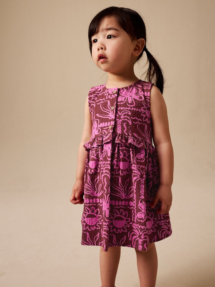 Chocolate/Purple Sleeveless Peplum Dress (3mths-8yrs)