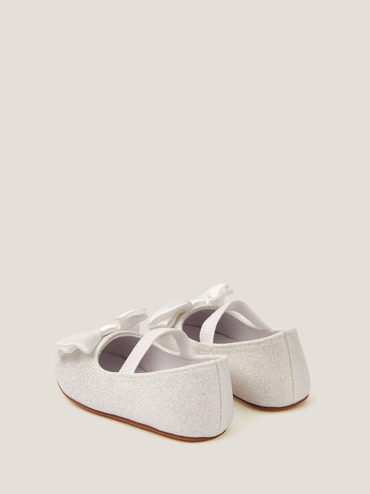 Monsoon Cream Baby Bow Glitter Walker Shoes
