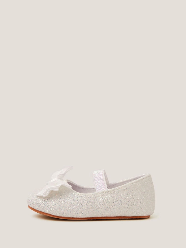 Monsoon Cream Baby Bow Glitter Walker Shoes