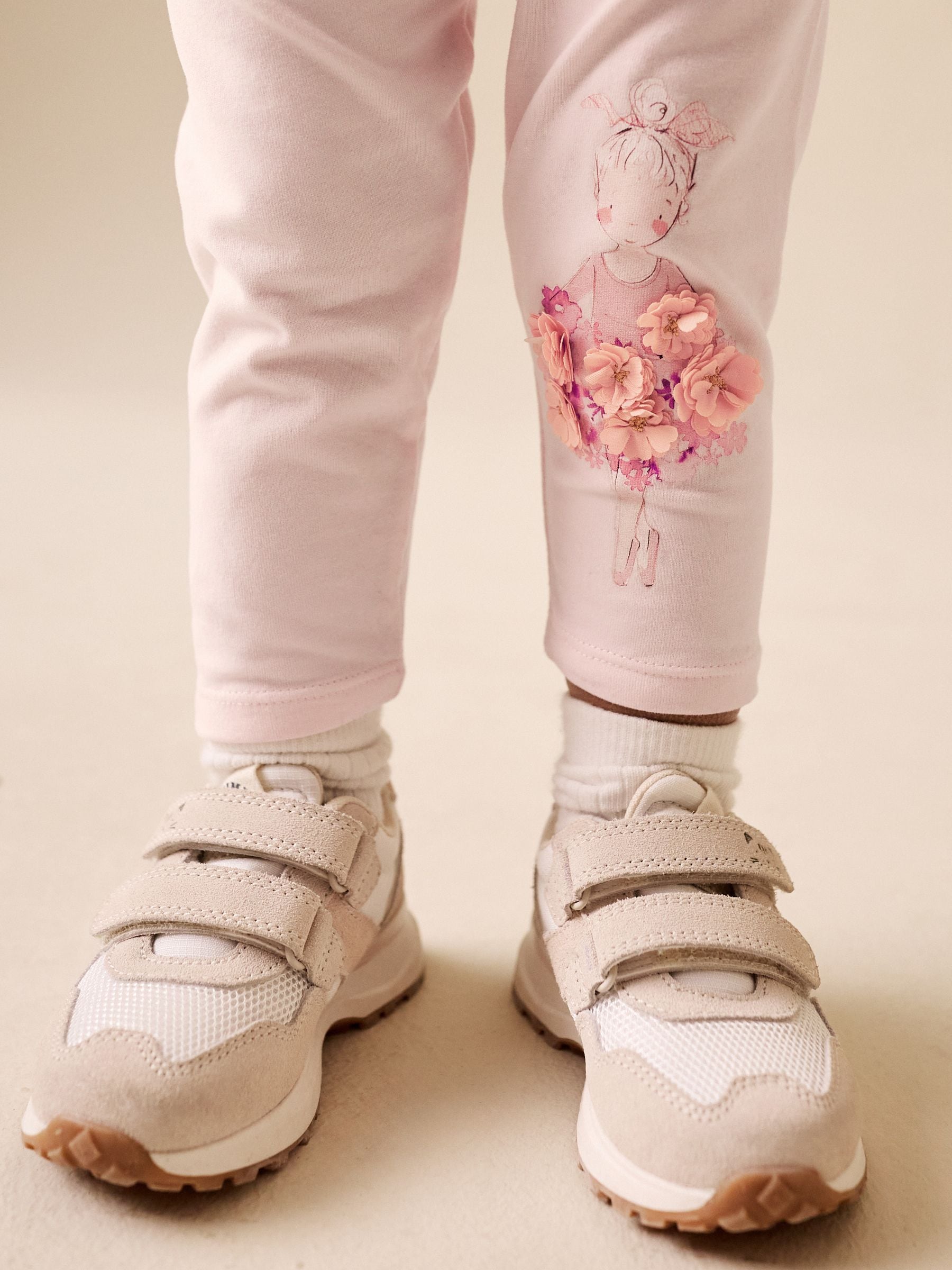 Pink Ballerina Embellished Leggings (3mths-7yrs) - Size 3-6 Months (62-68cm)