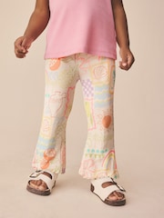Ecru Rainbow Ribbed Flare Leggings (3mths-7yrs)