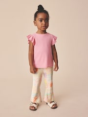 Ecru Rainbow Ribbed Flare Leggings (3mths-7yrs)
