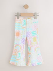 Ecru Rainbow Ribbed Flare Leggings (3mths-7yrs)