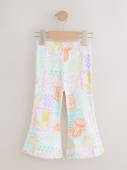 Ecru Rainbow Ribbed Flare Leggings (3mths-7yrs)