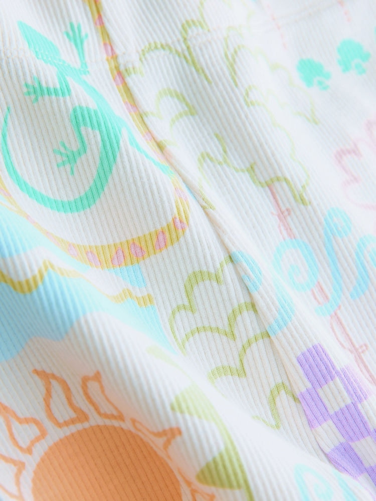 Ecru Rainbow Ribbed Flare Leggings (3mths-7yrs)