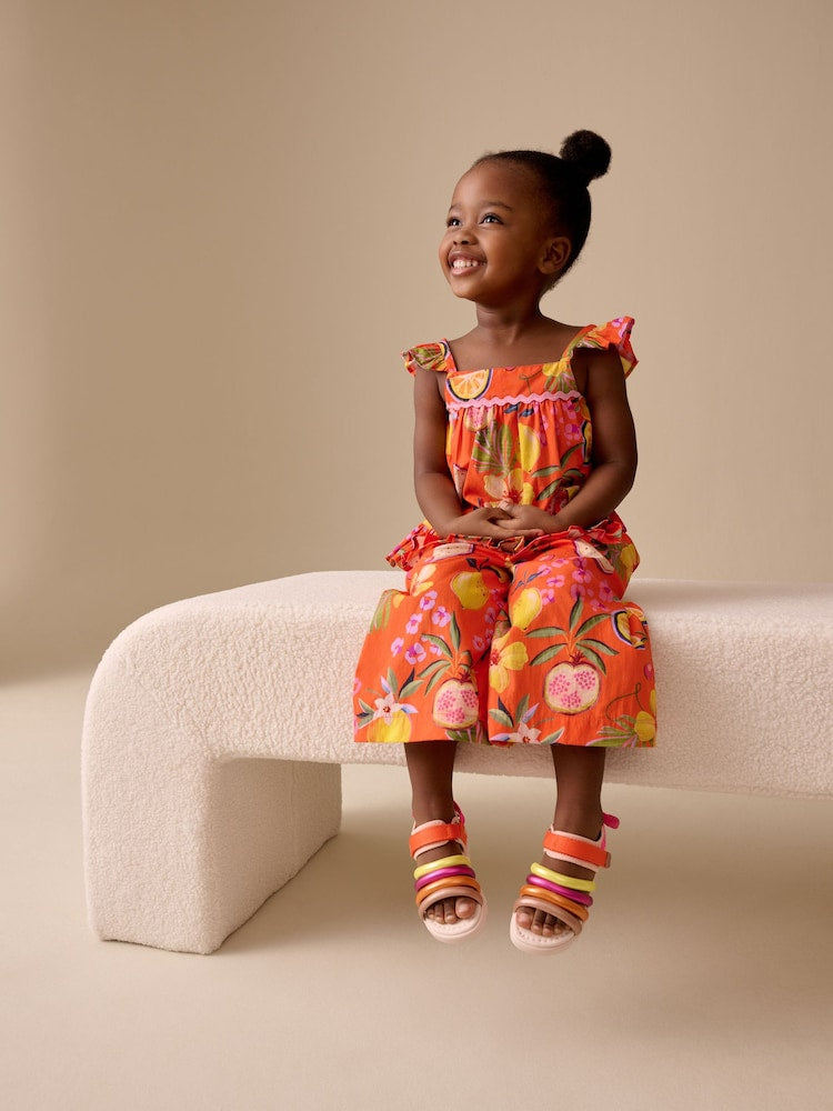Orange Tropical Blouse And Trousers Co-ord Set (3mths-8yrs)