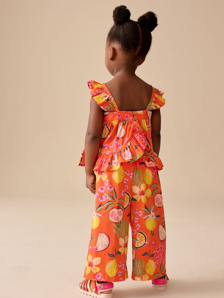 Orange Tropical Blouse And Trousers Co-ord Set (3mths-8yrs)