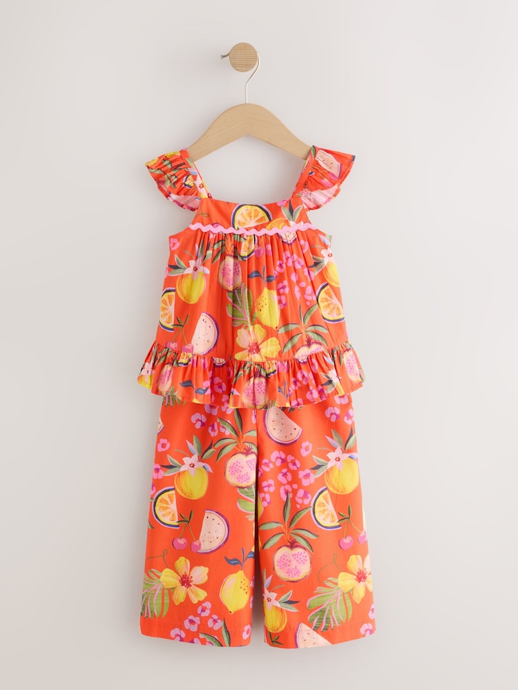 Orange Tropical Blouse And Trousers Co-ord Set (3mths-8yrs)