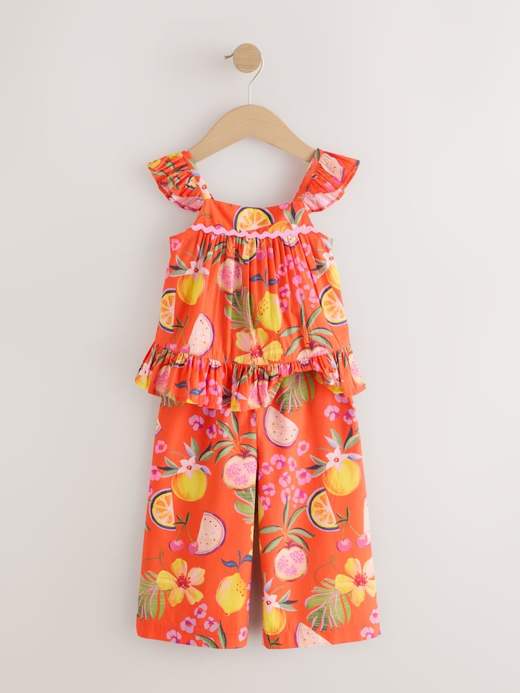 Orange Tropical Blouse And Trousers Co-ord Set (3mths-8yrs)