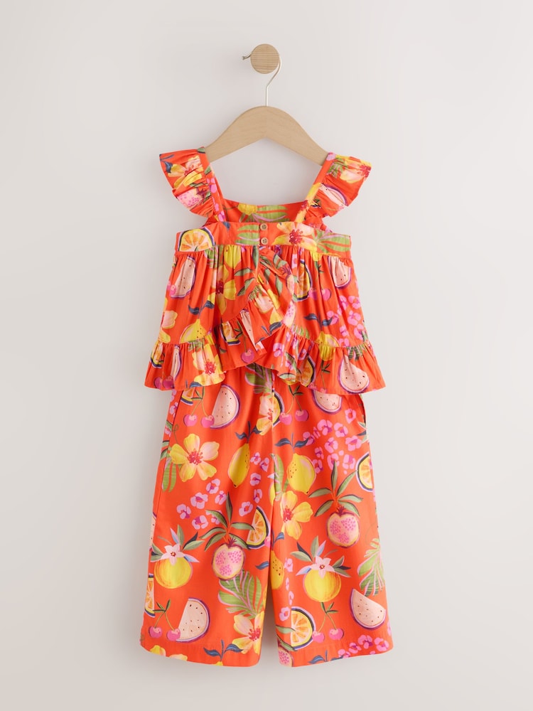 Orange Tropical Blouse And Trousers Co-ord Set (3mths-8yrs)