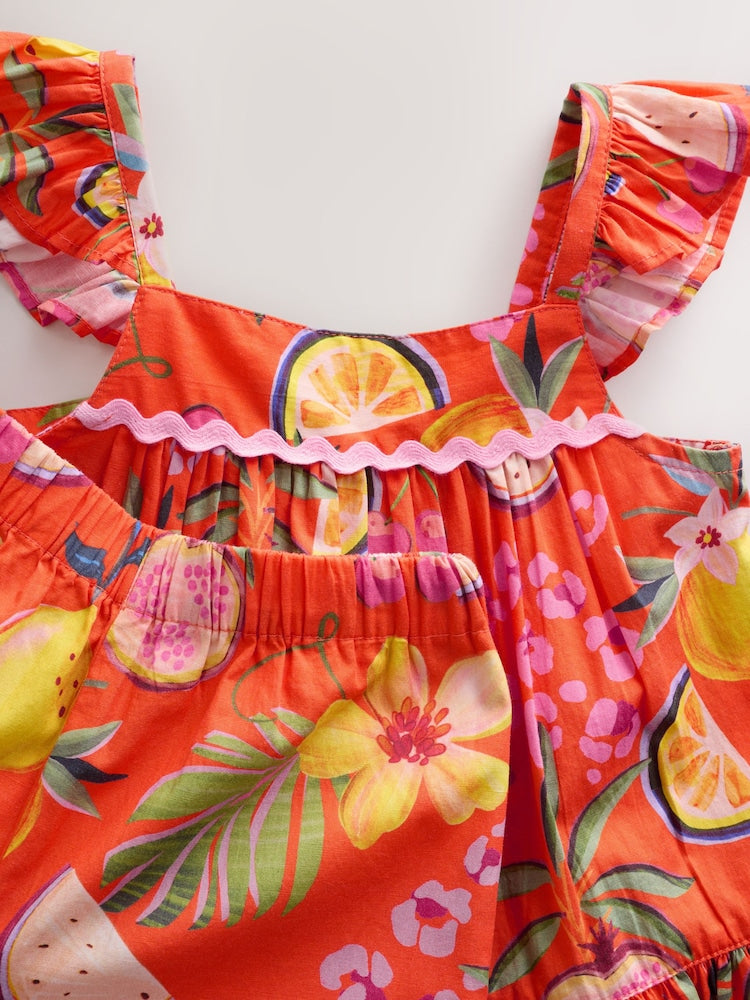 Orange Tropical Blouse And Trousers Co-ord Set (3mths-8yrs)