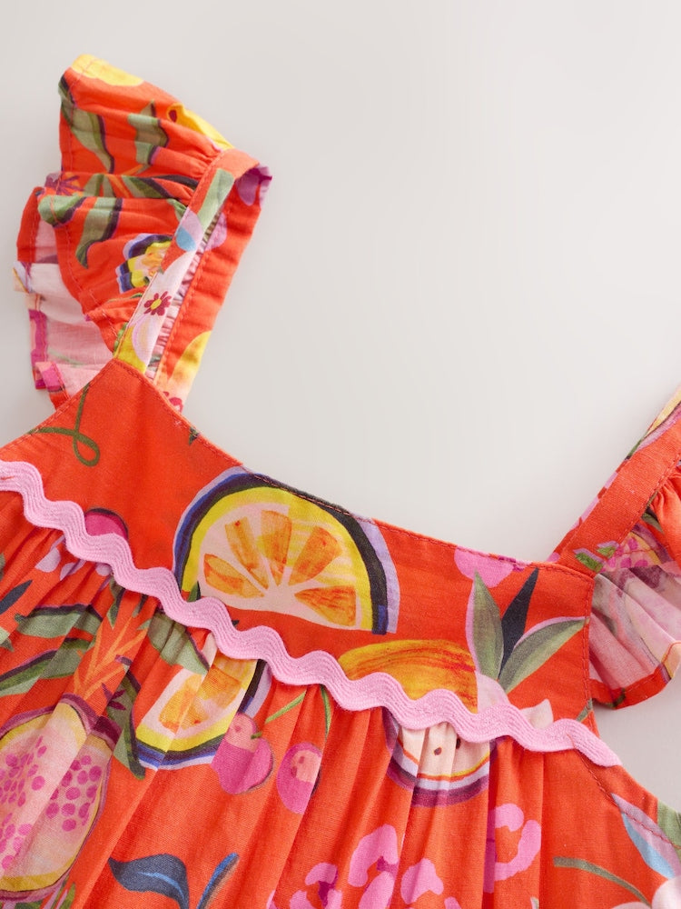 Orange Tropical Blouse And Trousers Co-ord Set (3mths-8yrs)