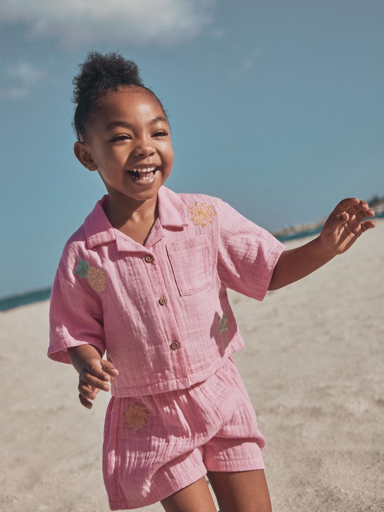 Pink Shirt And Short Co-Ord Set (3mths-10yrs)