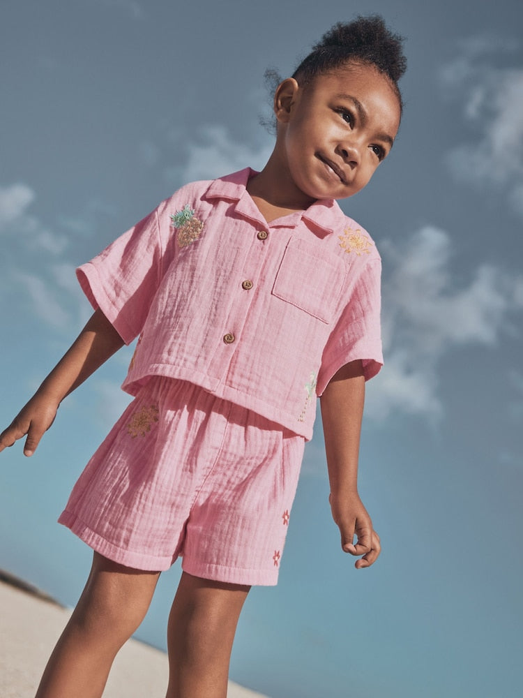 Pink Shirt And Short Co-Ord Set (3mths-10yrs)