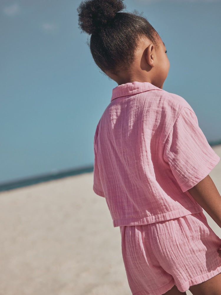 Pink Shirt And Short Co-Ord Set (3mths-10yrs)