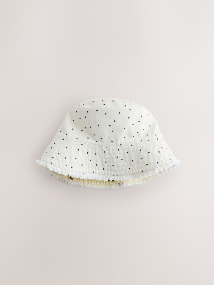 Yellow/Cream Cherry Reversible Bucket Hat (3mths-13yrs)