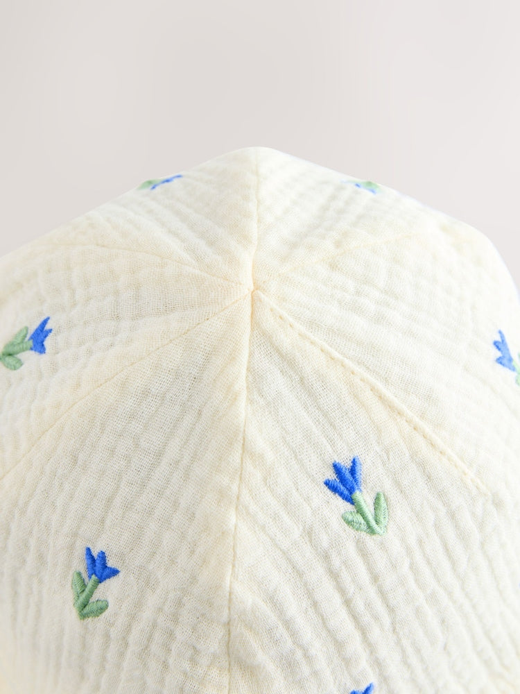 Cream/Blue Flowers Legionnaire Hat (3mths-10yrs)