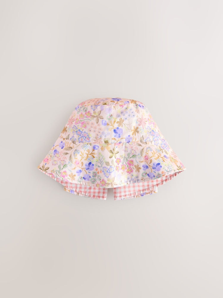Pink Bow Back Pattern Bucket Hat (3mths-13yrs)