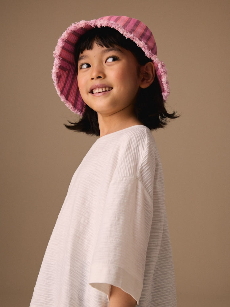 Stripe Pink Bucket Hat (3mths-16yrs)