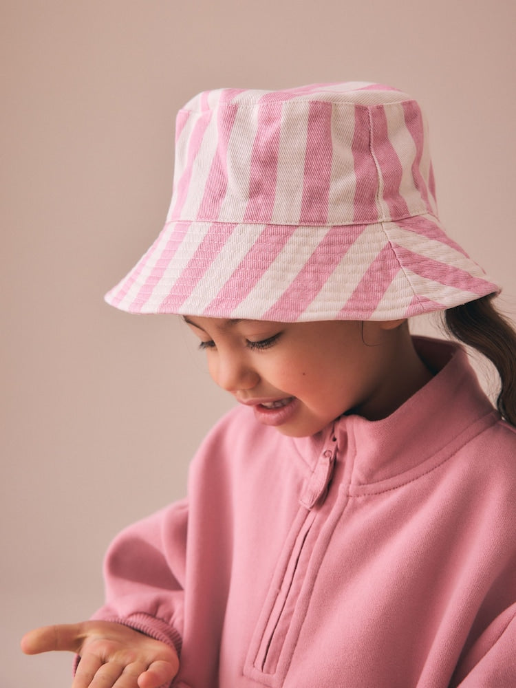 Pink Stripe Bucket Hat (3mths-16yrs)