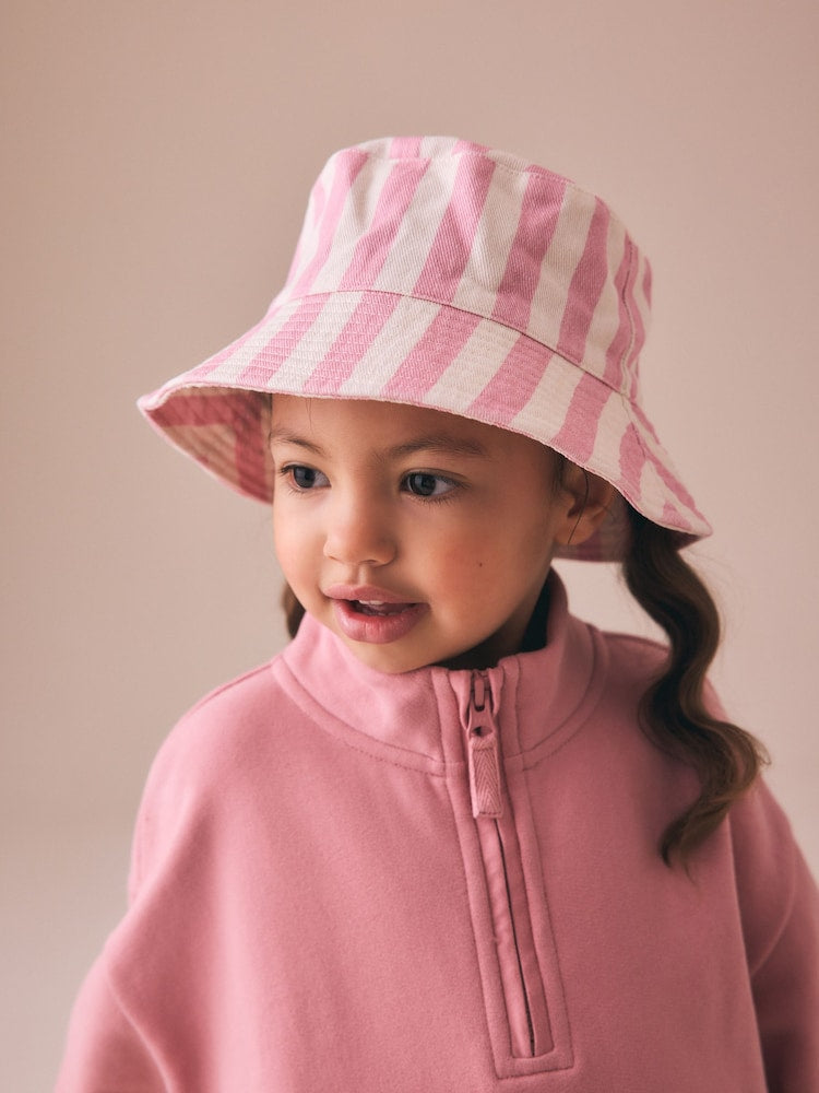 Pink Stripe Bucket Hat (3mths-16yrs)