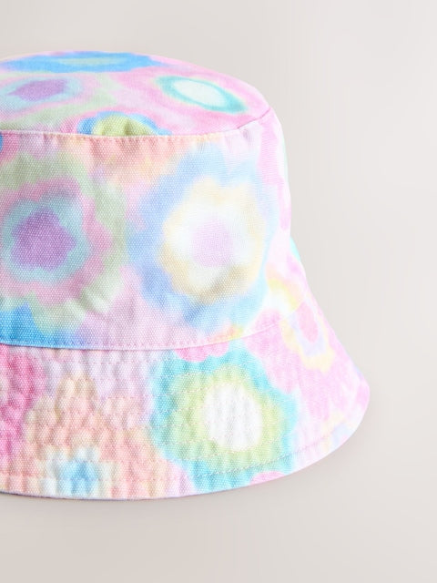 Pink/Purple Tie Dye Printed Bucket Hat (3mths-16yrs) - Size 3-9 Months (62-74cm)